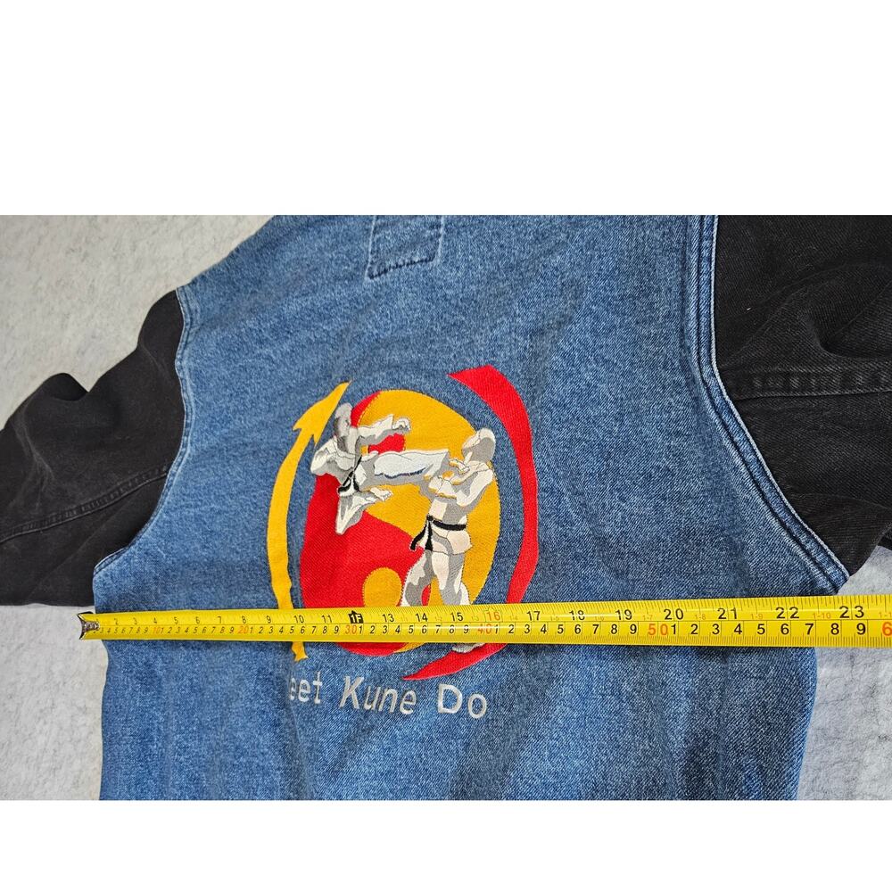 Vintage Rennoc Classic Varsity Denim Jean Jacket Jeet Kune Do, Mens Sz M - Picture 8 of 9